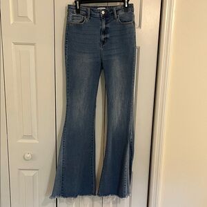 Cello flare jeans raw hem